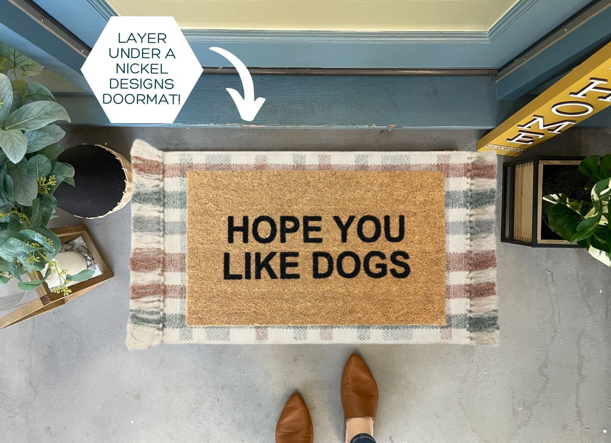 Brown Plaid Accent Rug with Fringe