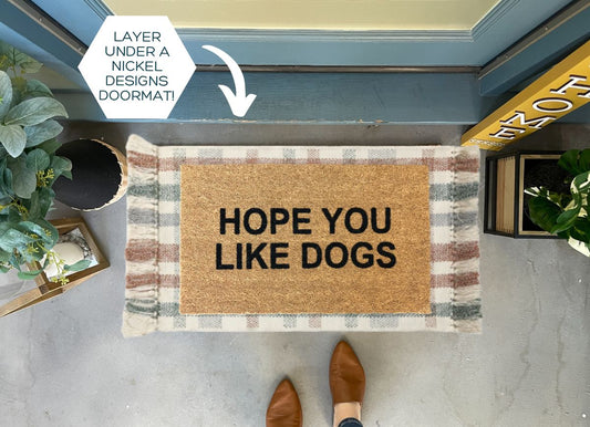 Brown Plaid Accent Rug with Fringe