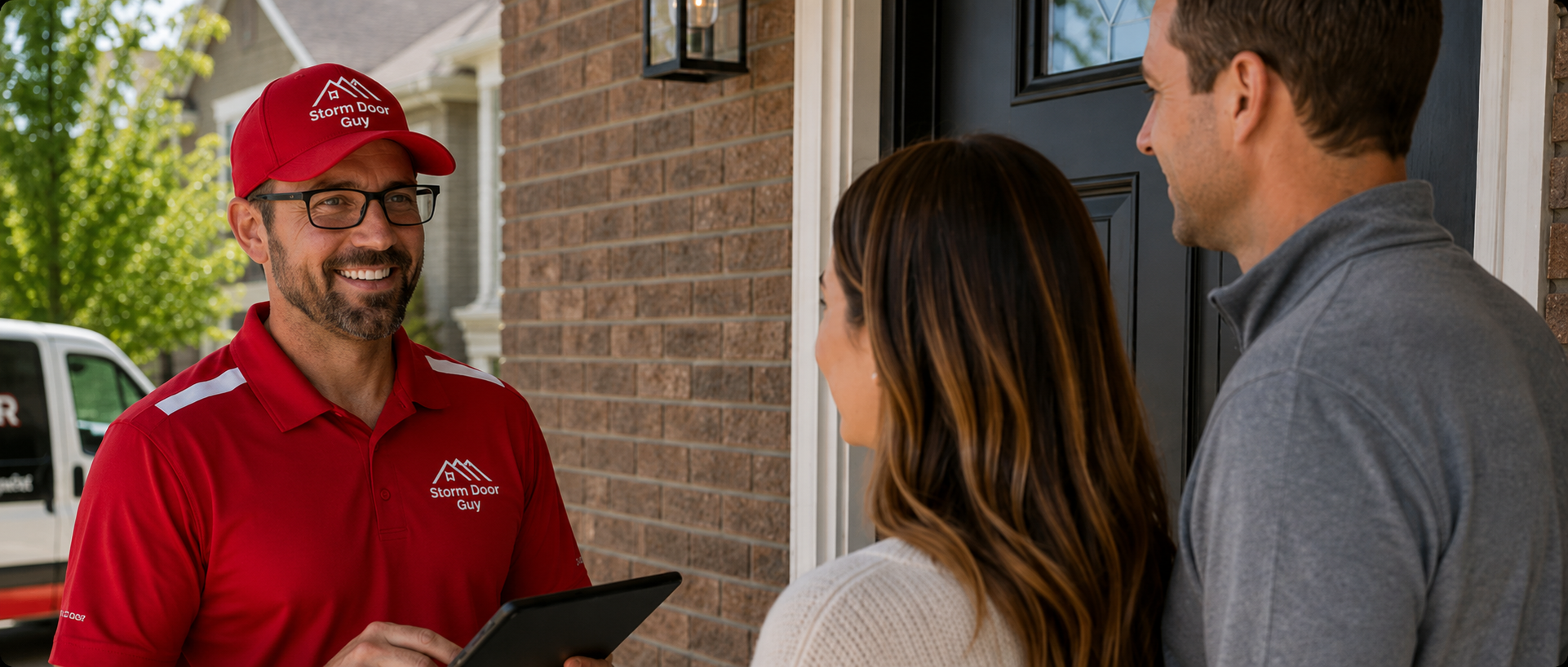 Storm Door Guy specialist consulting with homeowners